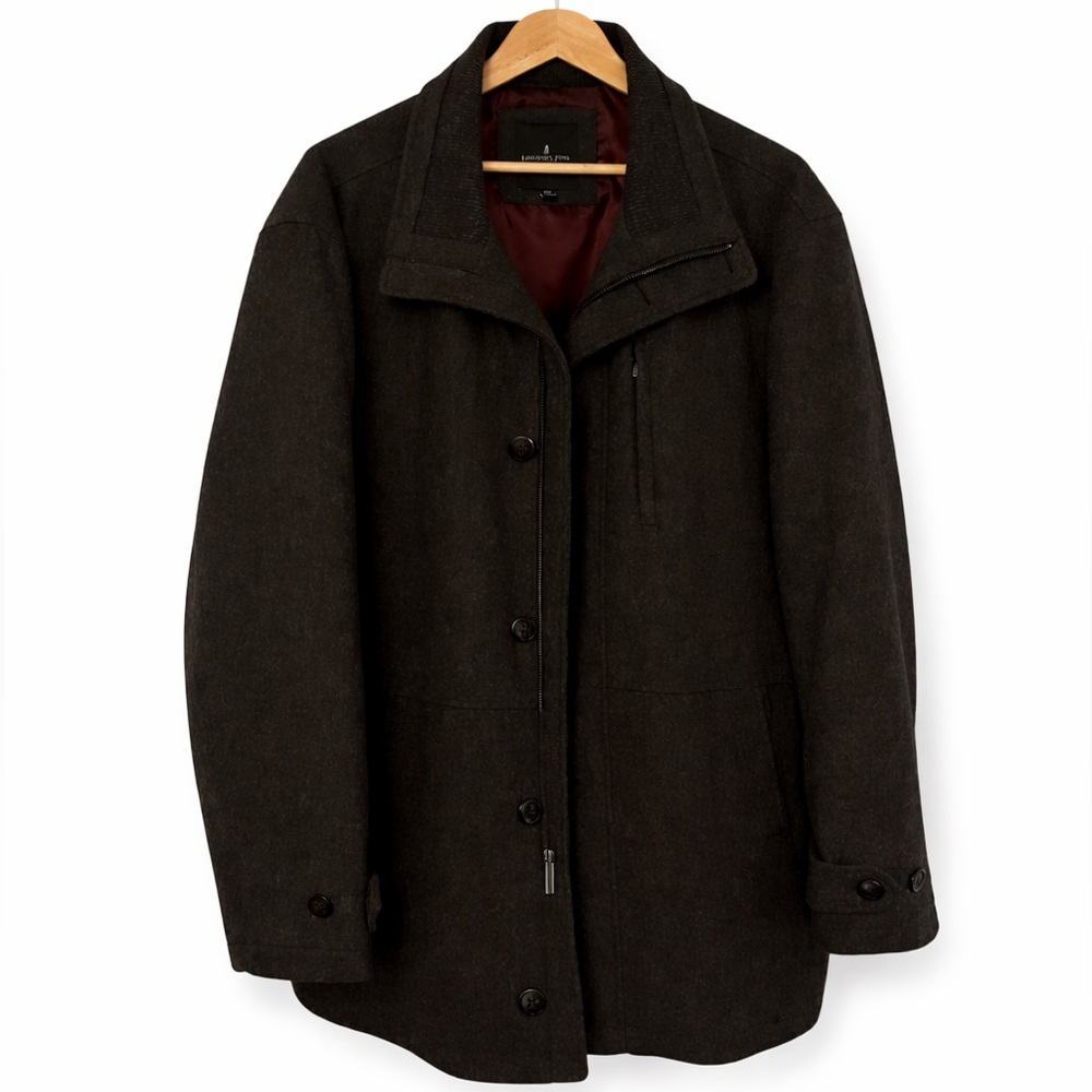 London Fog Wool Blend Car Coat Jacket Men’s XXL Charcoal Gray Classic Minimalist